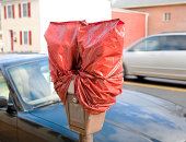 parking meters covered