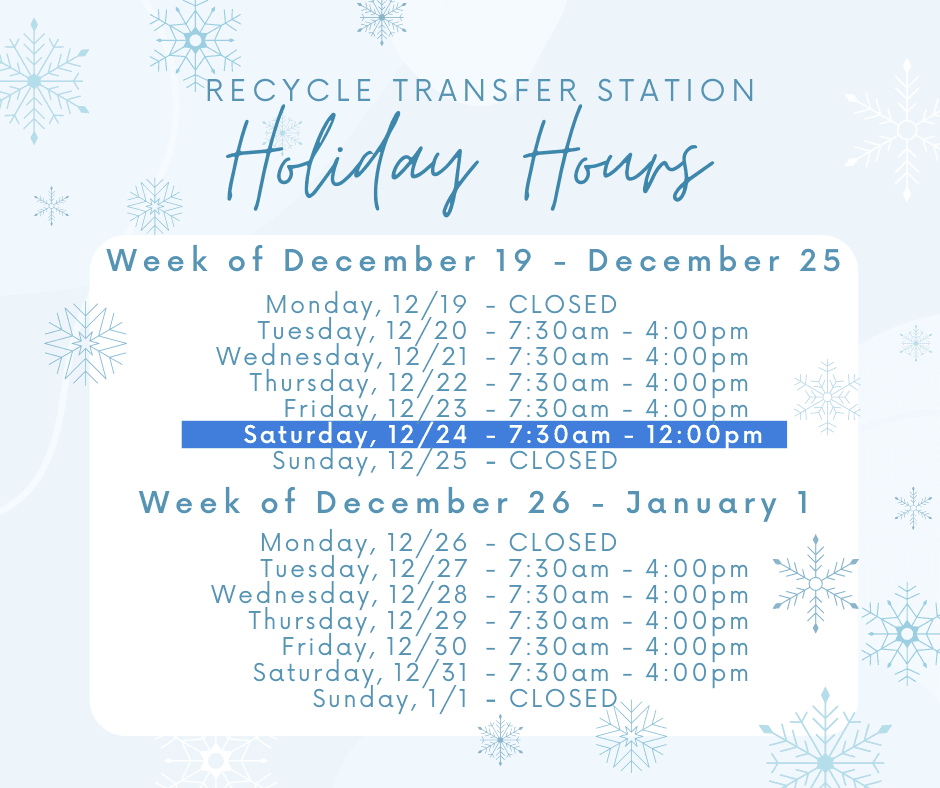 Recycle Transfer Station Holiday Hours
