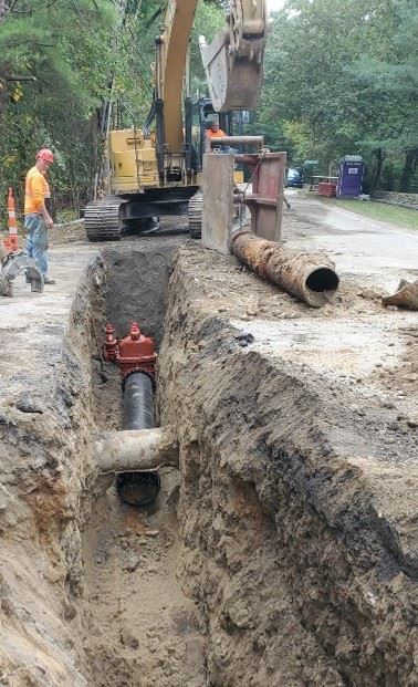 South Street water main construction work