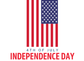 An image of an American flag with text announcing Town offices closed on July 4th