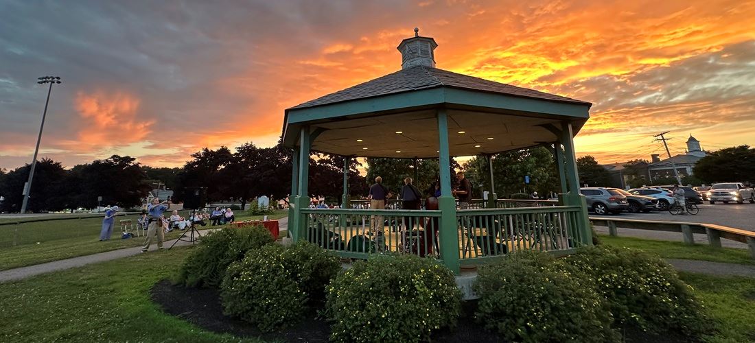 memorial park gazebo at sunset