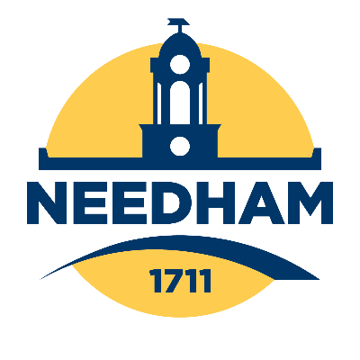 Town of Needham logo in blue and gold